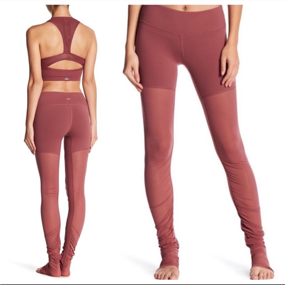 All Yoga Mesh Goddess Leggings Grenache Yoga Dusty Rose size Extra Small